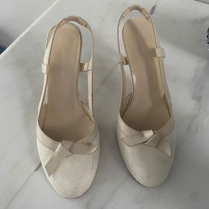 BCBG Suede Cream Heels